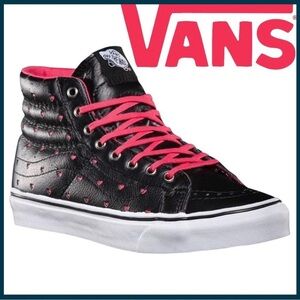 Rare Vans Unisex Sk8-Hi Slim Leather Perf Hearts Shoes (M7/W8.5)
